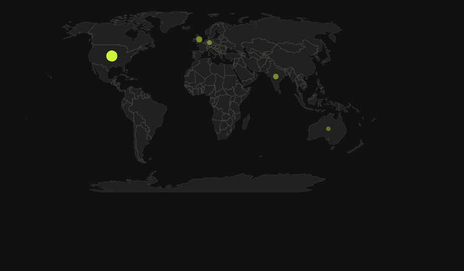 World map highlighting regions with qualified demand